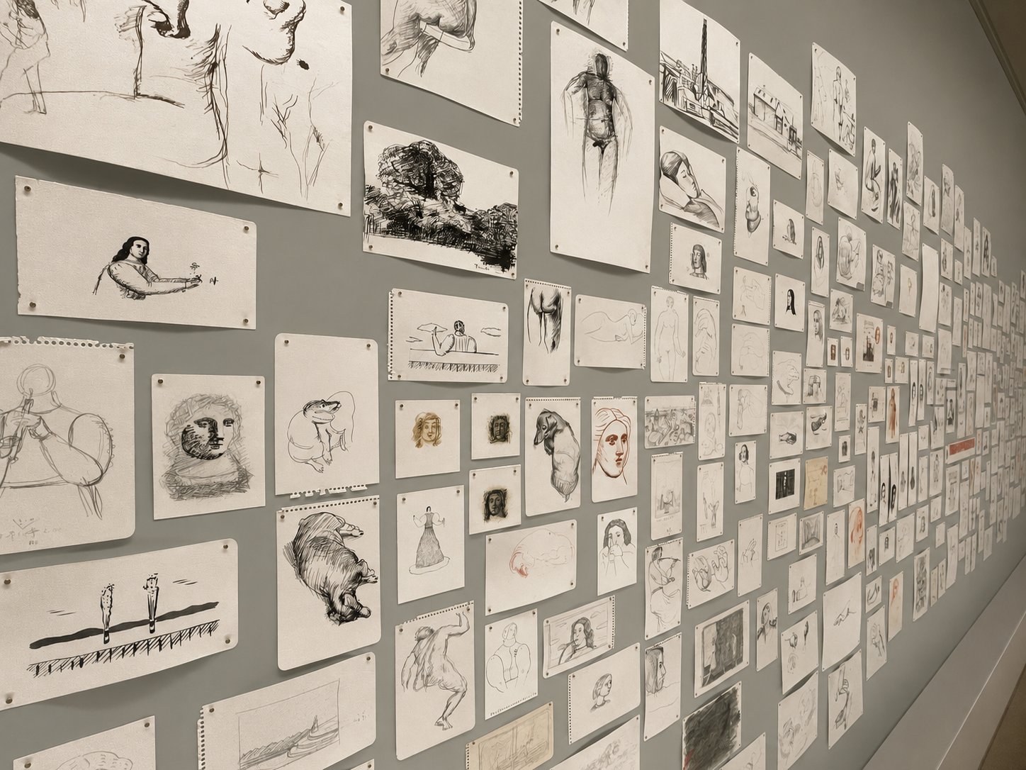 有元利夫 素描作品の展示風景
